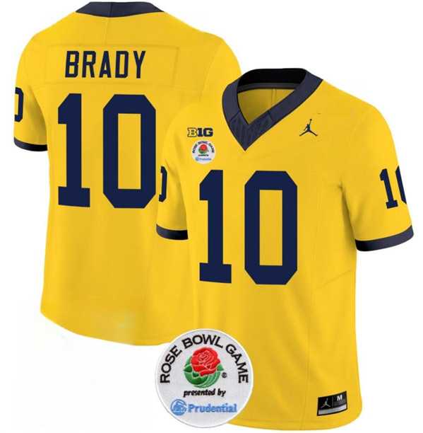 Men's Michigan Wolverines #10 Tom Brady 2023 F.U.S.E. Yellow Rose Bowl Patch Stitched Jersey Dzhi,We sell and wholesale Men's Michigan Wolverines #10 Tom Brady 2023 F.U.S.E. Yellow Rose Bowl Patch Stitched Jersey Dzhi on line form chian!